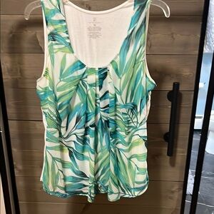 Women's Green Leaf Print Tank Top